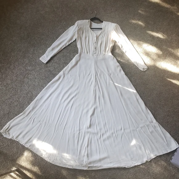 1940s Vintage Bridal Wedding Gown Dress Veil Belt - Picture 9 of 14